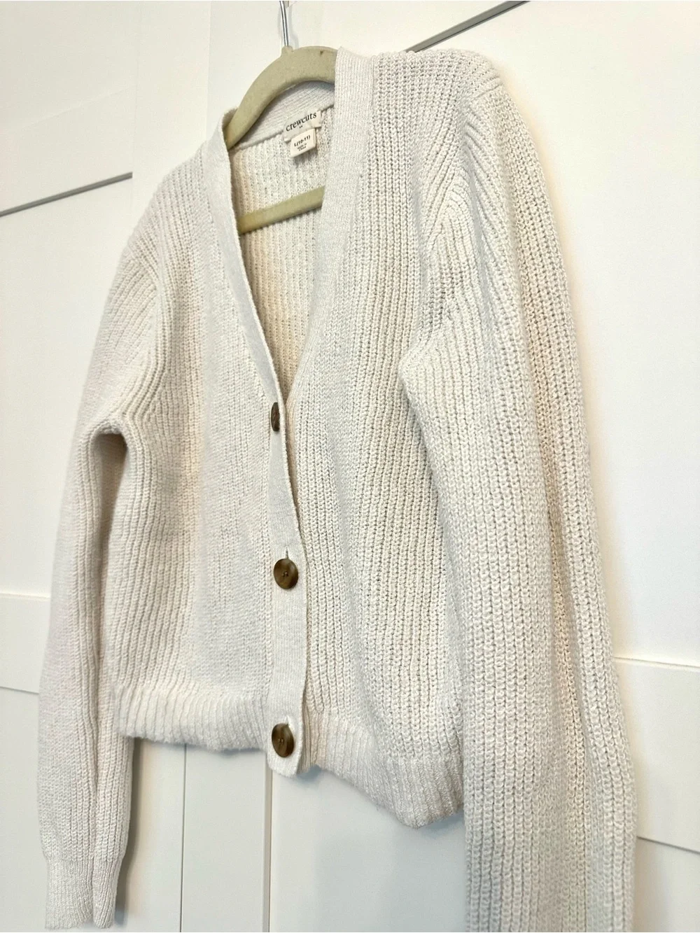 Crewcuts Cream Chunky Rib-Knit V-Neck Cardigan